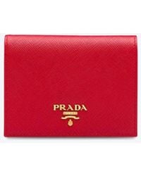 Prada - Small Saffiano Leather Logo Wallet - Lyst