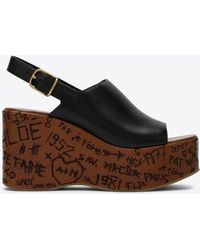 Chloé - Maxime 80 Leather Slingback Wedge Sandals - Lyst