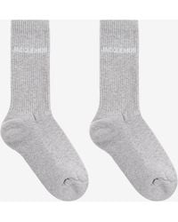 Jacquemus - Logo Embroidered Ribbed Socks - Lyst