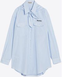Miu Miu - Striped Shirt With Scout-Scarf - Lyst