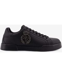 Dolce & Gabbana - Portofino Leather Low-Top Sneakers - Lyst