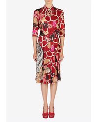 Ferragamo - Printed Jacquard Shirt Dress - Lyst