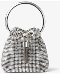 Jimmy Choo - Bon Bon Micro Crystal-Embellished Satin Bucket Bag - Lyst