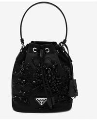 Prada - Mini Re-Nylon Embroidered Bucket Bag - Lyst