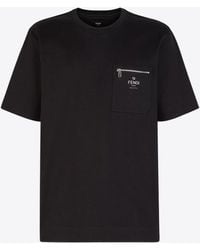 Fendi - Logo Print Crewneck T-Shirt - Lyst