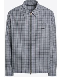 Versace - Zip-Up Checked Flannel Shirt - Lyst