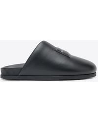 Givenchy - Logo Label Leather Flat Mules - Lyst