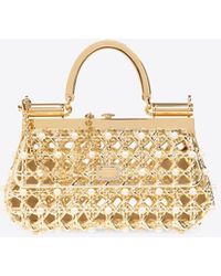 Dolce & Gabbana - Sicily Box Pearl-Embellished Top Handle Bag - Lyst