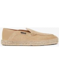 Versace - Suede And Leather Logo Espadrilles - Lyst