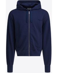 McQueen - Logo Embroidered Zip-Up Hoodie - Lyst