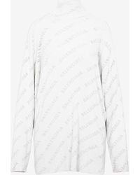 Balenciaga - Turtleneck Logo-Print Sweater - Lyst