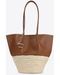 Tod's - Medium Bux Leather And Raffia Tote Bag - Lyst