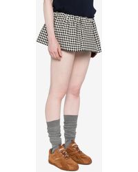 Miu Miu - Gingham Check Logo Mini Skirt - Lyst