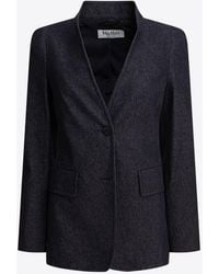 Max Mara - Beatrice Collarless Denim-Effect Blazer - Lyst