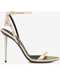 Tom Ford - 105 Padlock Metallic Heeled Sandals - Lyst