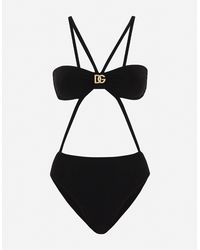 Dolce & Gabbana - Dg Logo Strappy One-Piece Swimsuit - Lyst