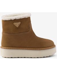 Prada - Suede Booties - Lyst