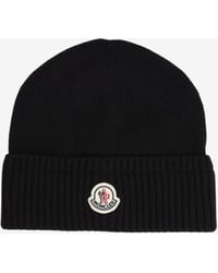 Moncler - Logo Patch Ribbed Wool Beanie - Lyst