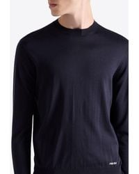 Prada - Logo Jacquard Silk Sweater - Lyst