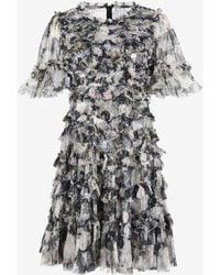 Needle & Thread - Moonlight Petals Ruffled Mini Dress - Lyst