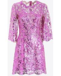 Dolce & Gabbana - Floral Lace Mini Dress - Lyst