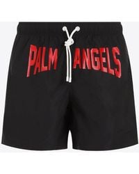 Palm Angels - Logo-Printed Drawstring Swim Shorts - Lyst
