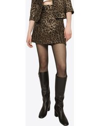 Dolce & Gabbana - High-Waist Leopard Print Mini Skirt - Lyst