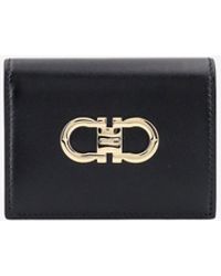 Ferragamo - Gancini Plaque Bi-Fold Leather Wallet - Lyst