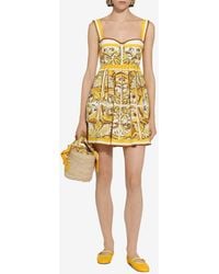 Dolce & Gabbana - Maiolica Print Bustier Dress - Lyst
