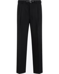 Prada - Belted Wool Tailored Pants - Lyst
