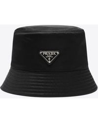 Prada - Logo-Triangle Bucket Hat - Lyst