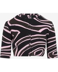 PUCCI Labirinto Abstract-Print Cropped Cardigan in Black | Lyst