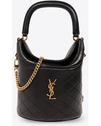 Saint Laurent - Gaby Quilted Leather Bucket Bag - Lyst