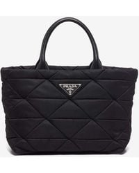 Prada - Small Re-Nylon Logo Plaque Top Handle Bag - Lyst