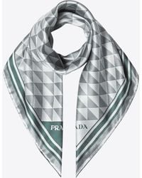 Prada - Geometric Print Silk Twill Scarf - Lyst