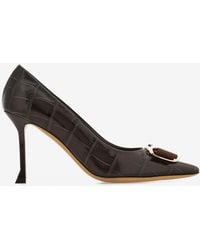 Ferragamo - Zelma 85 Croc-Embossed Leather Pumps - Lyst