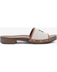 Miu Miu - Canvas And Leather Clogs - Lyst