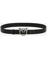 Pinko - Logo Birds Buckle Leather Belt - Lyst