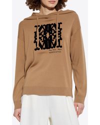 Max Mara - Logo Jacquard Wool Hooded Sweatshirt - Lyst