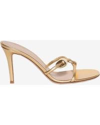 Gianvito Rossi - 85 Metallic Leather Sandals - Lyst
