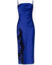 Versace - Barocco Lace Embellished Satin Midi Dress - Lyst
