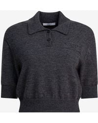 Givenchy - Wool Knit Cropped Polo Shirt - Lyst
