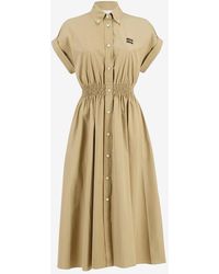 Miu Miu - Smocked Waist Shirt Dress - Lyst