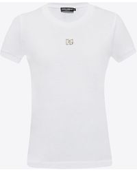 Dolce & Gabbana - Crystal Embellished Logo Crewneck T-Shirt - Lyst