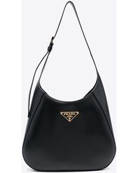 Prada - Triangle Logo Leather Shoulder Bag - Lyst