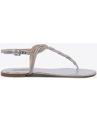 Ninalilou - Elisa Laminated Leather Braided Sandals - Lyst