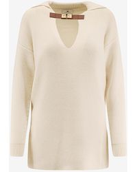 Elisabetta Franchi - Wool-Blend V-Neck Sweater - Lyst