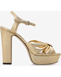 Jimmy Choo - Heloise 120 Metallic Nappa Leather Platform Sandals - Lyst