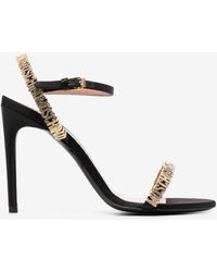 Moschino - 100 Mini Logo Lettering Leather Sandals - Lyst