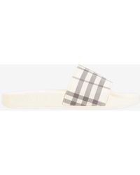 Burberry - Furley Check Print Rubber Slides - Lyst